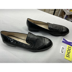 Womans Studio Paolo Slip On Loafers 8 M Black Round Toe Cut Out Detail Accents